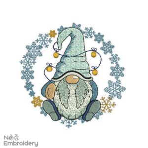 Gnome with Snowflakes Embroidery Design