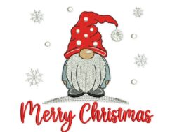 Merry Christmas Gnome Embroidery Design