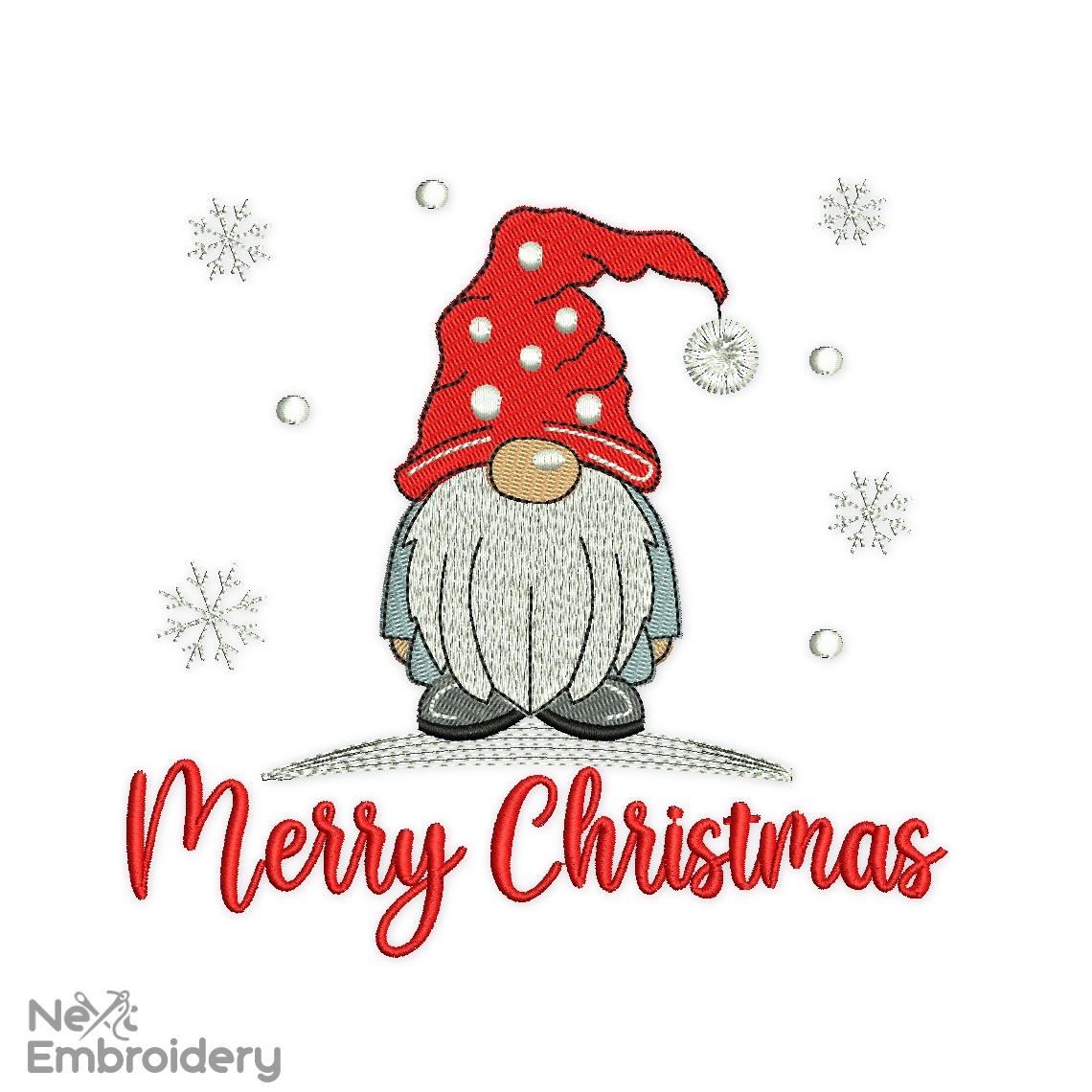 Merry Christmas Gnome Embroidery Design