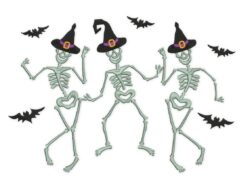 Dancing Halloween Hat Skeletons Embroidery Design