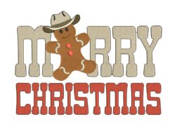 Cowboy Gingerbread Merry Christmas Embroidery Design