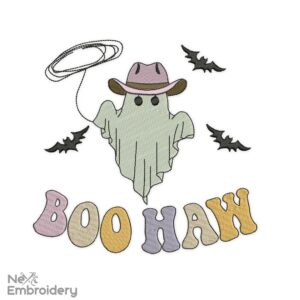 Cowboy, Boo Haw, Ghost Halloween Embroidery Design