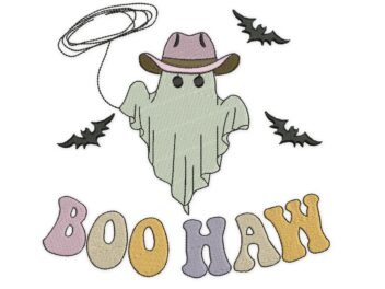Cowboy, Boo Haw, Ghost Halloween Embroidery Design