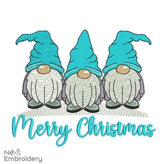 Merry Christmas Gnomes Embroidery Design