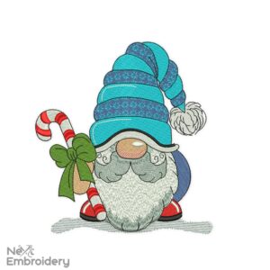 Gnome with Candy Cane Embroidery Designs