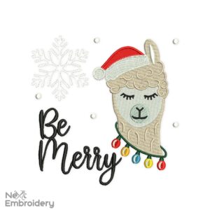 Be Merry Embroidery Designs, Christmas Embroidery Designs, Llama