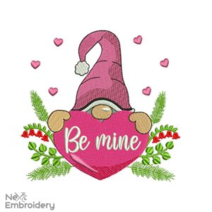 Be Mine Love Gnome Embroidery Designs, Valentine's day Embroidery Designs