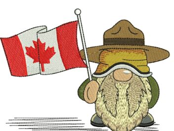 Canadian Gnome Embroidery Design, Canada Flag Embroidery Designs