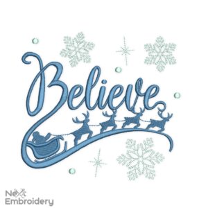 Christmas Believe Embroidery Designs, Believe in the Magic Christmas Santa Embroidery Design