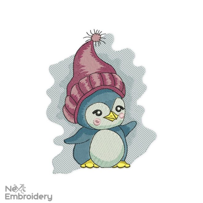 Christmas Penguin Embroidery Design
