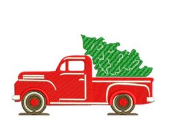 Christmas Tree Truck Embroidery Design