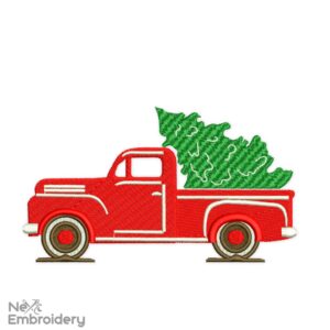 Christmas Tree Truck Embroidery Design