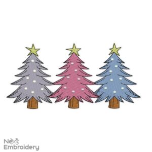 Christmas Trees Embroidery Designs, Trendy Christmas Embroidery Design