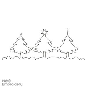 Christmas Trees Line Art Embroidery Designs, Trendy Minimalist Christmas Embroidery Design