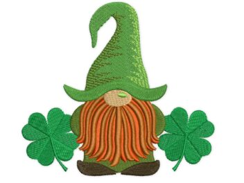 Clover Gnome Patrick's Day Embroidery Designs, Holiday Embroidery Designs