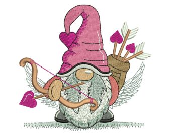 Cupid Gnome with Bow Embroidery Design, Valentines day Embroidery Designs