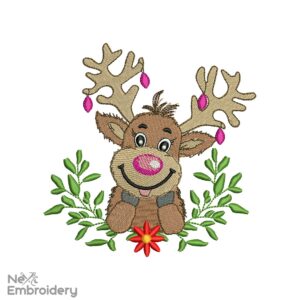 Cute Deer Embroidery Designs, Christmas Embroidery Design