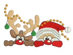 Deer and Santa Embroidery Designs