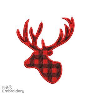 Deer Checkered Embroidery Designs, Christmas Embroidery Designs