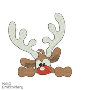 Deer Machine Embroidery, Christmas Rudolph embroidery design