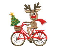 Deer on Bike Embroidery Design