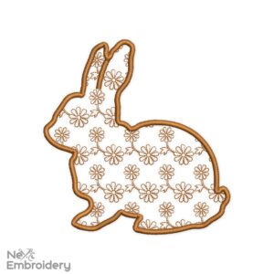Floral Rabbit Embroidery Design, Easter Embroidery Designs