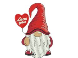 Gnome Love You embroidery design