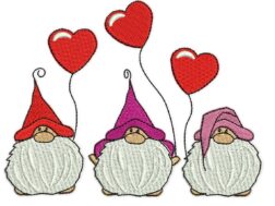 Three Gnomes with Love Embroidery Designs