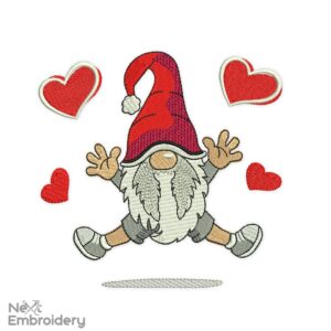 Happy Love Gnome Embroidery Designs, Valentine's day Embroidery Designs