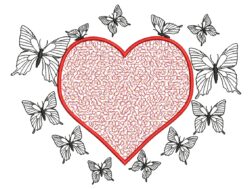 Heart with Butterfly Embroidery Designs
