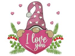 I Love You Gnome Embroidery Designs