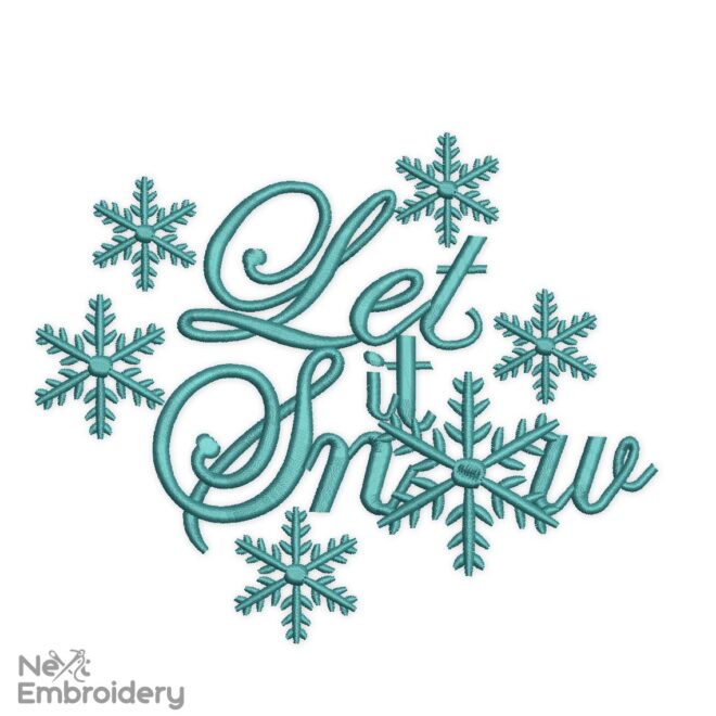 Let it Snow Embroidery Design. Christmas Winter Holiday Machine Embroidery Design