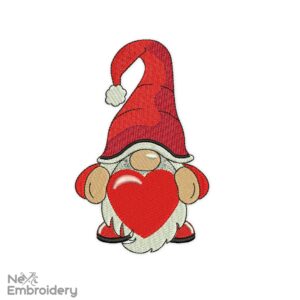 Love Heart Gnome Embroidery Designs, Valentine's day Embroidery Designs