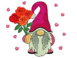Gnome with Roses Embroidery Designs