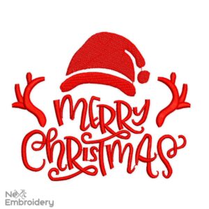 Merry Christmas Embroidery Design, Winter Holiday Ornaments Machine Embroidery Files