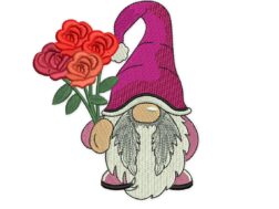 Roses Gnome Embroidery Designs