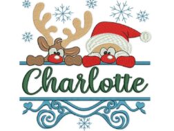 Santa and Deer Split Embroidery Design