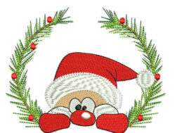 Santa Christmas Wreath Embroidery Design