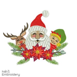 Santa Deer Elf Embroidery Designs, Christmas Embroidery Designs