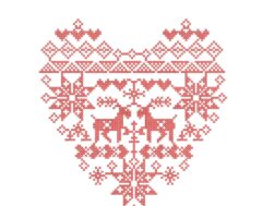 Scandinavian Christmas Heart Embroidery Design