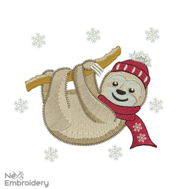 Sloth Embroidery Designs, Christmas Embroidery Designs