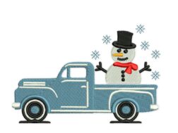 Snowman Truck Machine Embroidery Design
