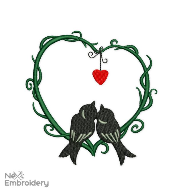 Two Love Birds Embroidery Designs, Valentine's day Embroidery Designs