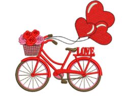Valentines Day Bike Embroidery Designs