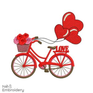 Valentines Day Bike Embroidery Designs, Valentine's day Embroidery Designs