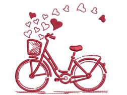 Valentines Bicycle with heart Embroidery Designs