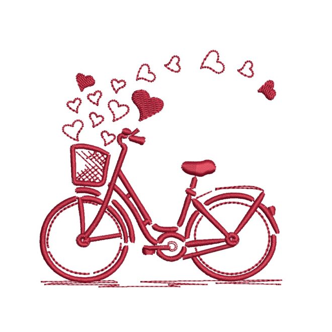 Valentines Embroidery Designs, Valentines Bike Embroidery Design