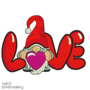 Valentines Embroidery Designs, Valentine's day Gnome Embroidery Designs