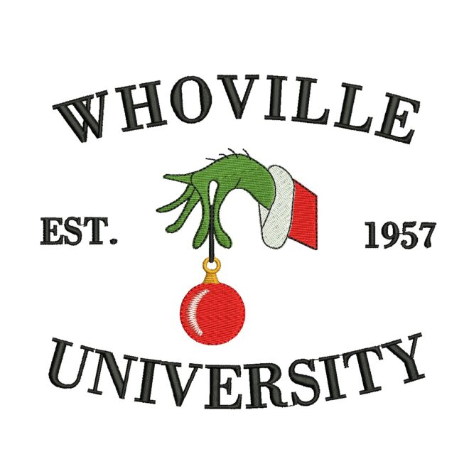 Whoville University Embroidery Design, The Grinch Embroidery Designs, Stolen Christmas Embroidery Designs