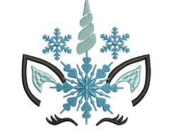Winter Christmas Unicorn Machine Embroidery Design